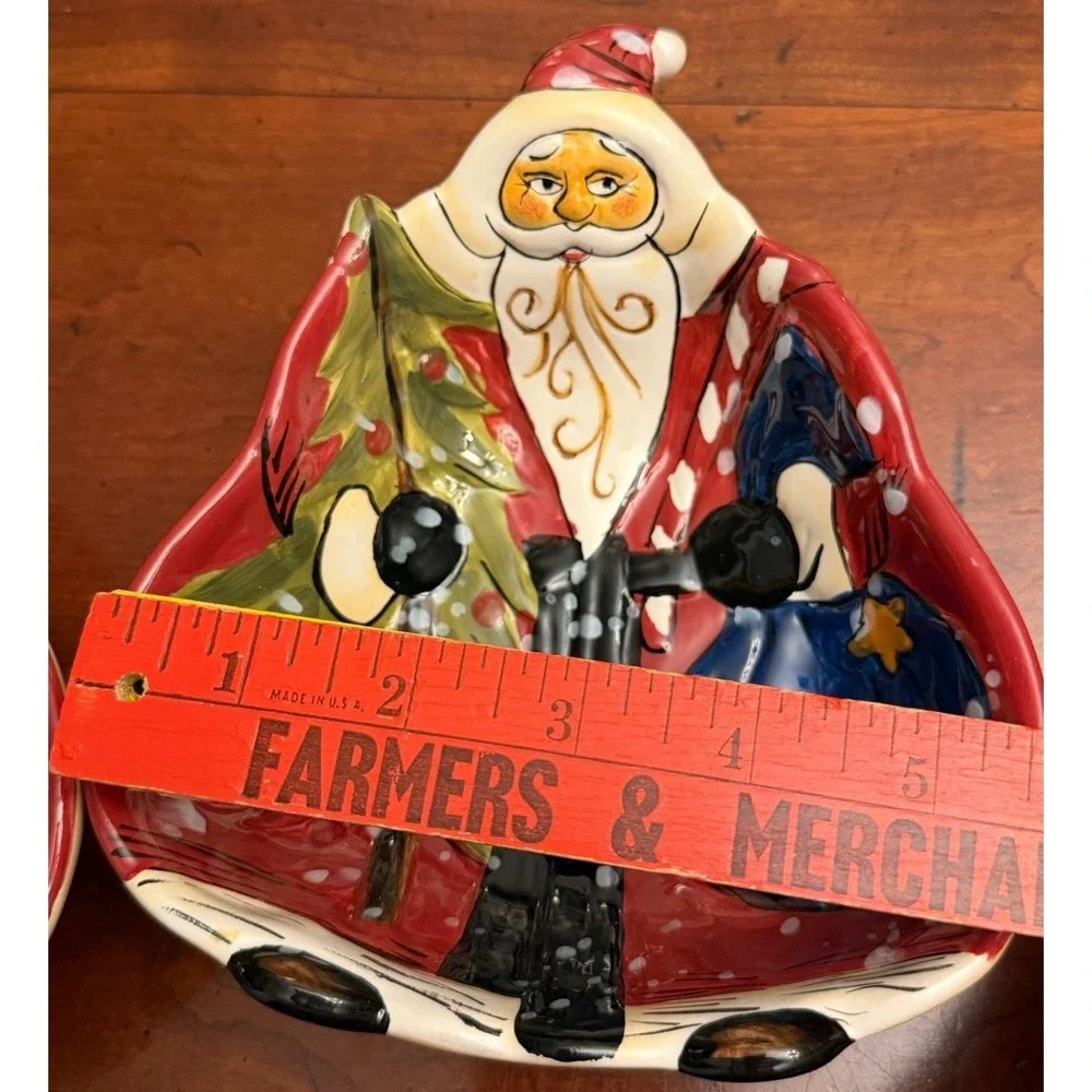 Set‎ of 2 Dario Farrucci Designs Hand Painted Old World Santa Bowls